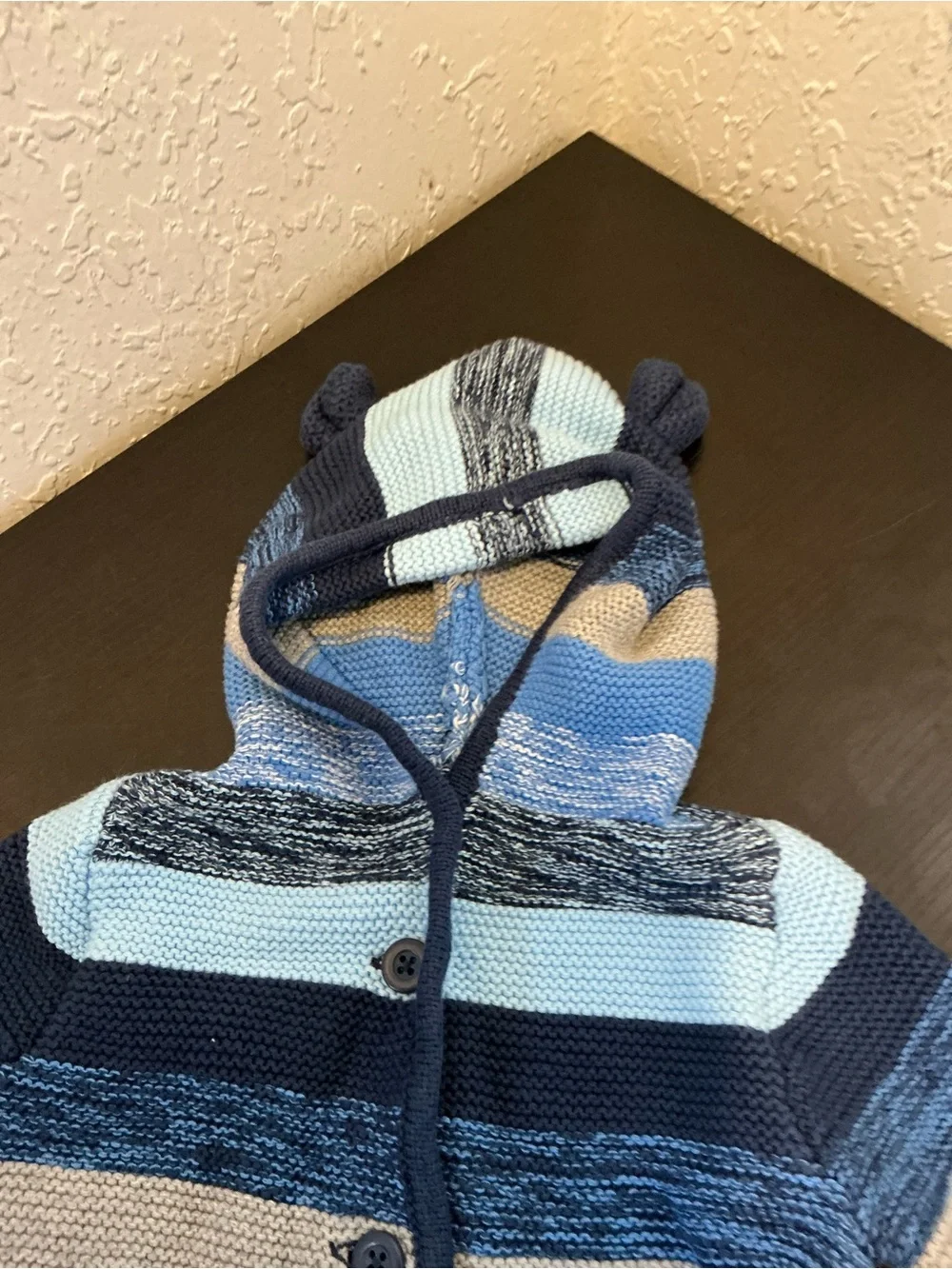 GAP Striped Hooded Knit Sweater Jacket in Blue, Navy, Tan, Mint